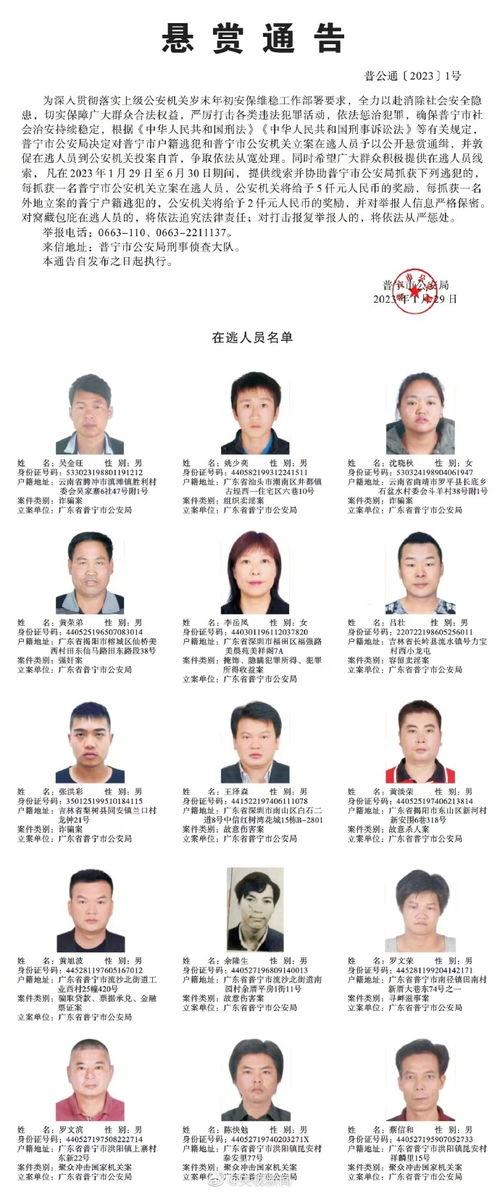 雷州通缉犯图片大全,揭秘犯罪分子真容